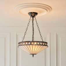 Flint Small Tiffany Glass Inverted Pendant Light In Multicolour - UK