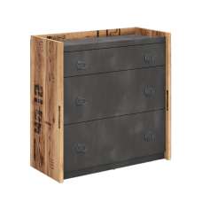 Flint Wooden Chest Of 6 Drawers In Raw Steel - UK