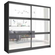 Flora Mirrored Wardrobe With 2 Sliding Doors In Graphite - UK