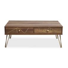 Flora Wooden Coffee Table With 2 Drawers In Veneering Effect - UK