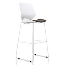 Florence Fabric High Office Stool In Grey With White Frame - UK