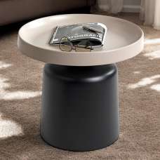 Florence Small Metal End Table With Black Base In Grey - UK