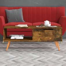 Floria Wooden Coffee Table With 1 Drawer In Smoked Oak - UK
