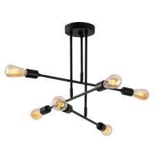 Flower 6 Light Iron Ceiling Pendant Light in BLack - UK