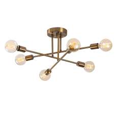 Flower 6 Light Metal Ceiling Pendant Light in Vintage - UK