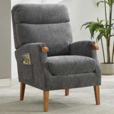 Folsom Fabric Bedroom Chair With Wooden Legs - Anthracite - UK