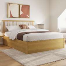 Folsom Wooden Ottoman Storage Double Bed In Oak - UK