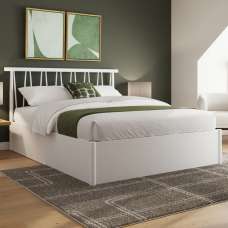 Folsom Wooden Ottoman Storage Double Bed In White - UK