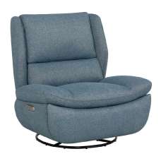 Fontana Fabric Electric Reclining Swivel Chair In Marine - UK