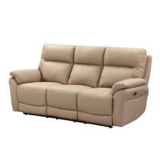 Fontana Faux Leather Recliner 3 Seater Sofa In Latte - UK