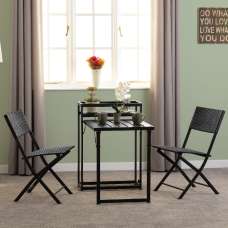 Fontana Metal Foldaway 3 Piece Bistro Set In Black - UK