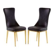 Denebola Black PU Leather Dining Chair In A Pair - UK
