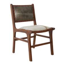 Formosa Natural Leather Dining Chair In Wooden Brown Frame - UK