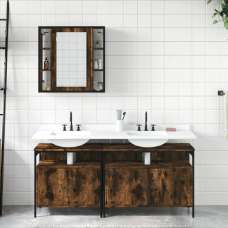 Forsyth Wooden 3 Piece Bathroom Cabinet Set In Smoked Oak - UK