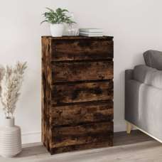 Fowey Wooden Chest Of 5 Drawers In Smoked Oak - UK