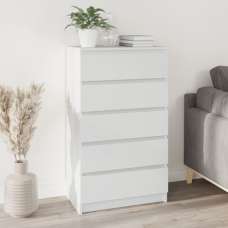 Fowey Wooden Chest Of 5 Drawers In White - UK