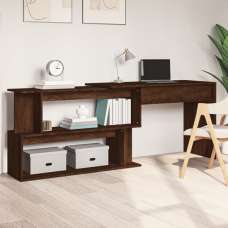 Fowey Wooden Laptop Desk Corner In Brown Oak - UK