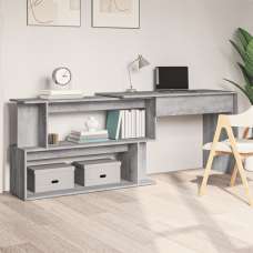 Fowey Wooden Laptop Desk Corner In Grey Sonoma - UK