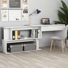 Fowey High Gloss Laptop Corner Desktop In White - UK