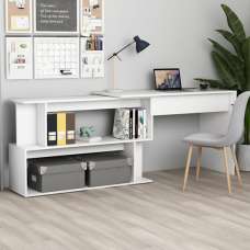 Fowey Wooden Laptop Desk Corner In White - UK
