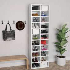 Fraley Wooden Shoe Storage Cabinet With 22 Shelves In White - UK