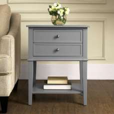 Fishtoft Wooden 2 Drawers Side Table In Grey - UK
