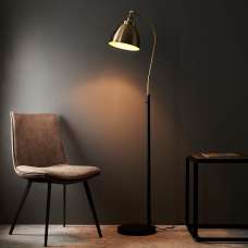 Franklin Rolled Shade Floor Lamp In Antique Brass And Black - UK