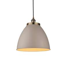 Franklin Rolled Shade Pendant Light In Taupe And Antique Brass - UK