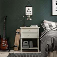 Franklyn Wooden Side Table With 2 Drawers In White - UK