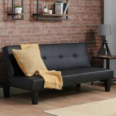 Franklins Faux Leather Sofa Bed In Black - UK