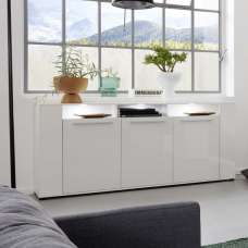 Frantin Modern Sideboard In White With Gloss Fronts And LED - UK