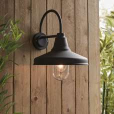 Fraser Clear Glass Shade Outdoor Wall Light In Black - UK