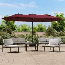 Fremont Double-Head Fabric Parasol In Bordeaux Red - UK