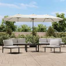 Fremont Double-Head Fabric Parasol In Sand White - UK