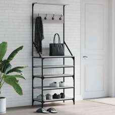 Fremont Wooden Coat Stand With 4 Shelves In Grey Sonoma Oak - UK