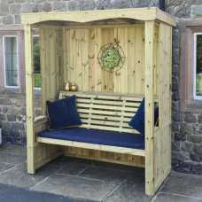 Fresta Garden Wooden 3 Seater Arbour in Natural - UK