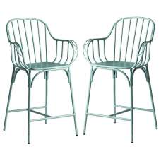 Frisco Retro Light Blue Metal Bar Stools In Pair - UK