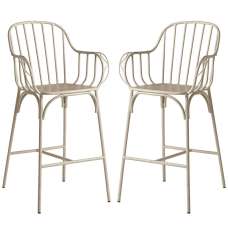 Frisco Retro White Metal Bistro Bar Stools In Pair - UK