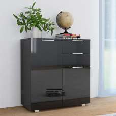 Friso High Gloss Sideboard With 2 Doors 2 Drawers In Black - UK