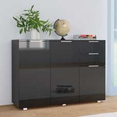 Friso High Gloss Sideboard With 3 Doors 2 Drawers In Black - UK