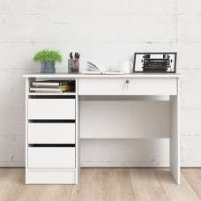 Frosk Wooden Laptop Desk With 4 Handle Free Drawers In White - UK