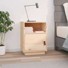 Fruma Pine Wood Bedside Cabinet With 1 Door In Natural - UK