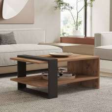 Funda Rectangular Wooden Coffee Table in Oak and Anthracite - UK