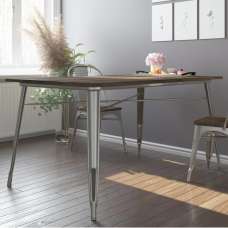 Fuzion Wooden Dining Table Rectangular With Gun Metal Frame - UK