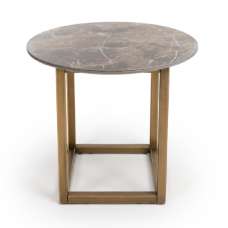 Gabri Sintered Stone Round End Table In Grey - UK