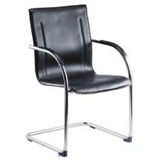 Gaffney Leather Home And Office Chair With Chrome Legs In Black - UK