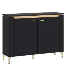 Gaffney LED Wooden Sideboard With 2 Doors In Matt Black And Gold - UK