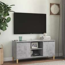 Gafna Wooden TV Stand In Concrete Effect With Solid Wood Legs - UK