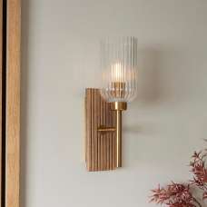 Gainesville Ribbed Glass Wall Light In Vintage Brass - UK