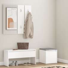 Gaius Wooden Hallway Furniture Set In White - UK